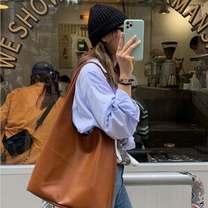 Vintage Brown Leather tote bag Tote Bag